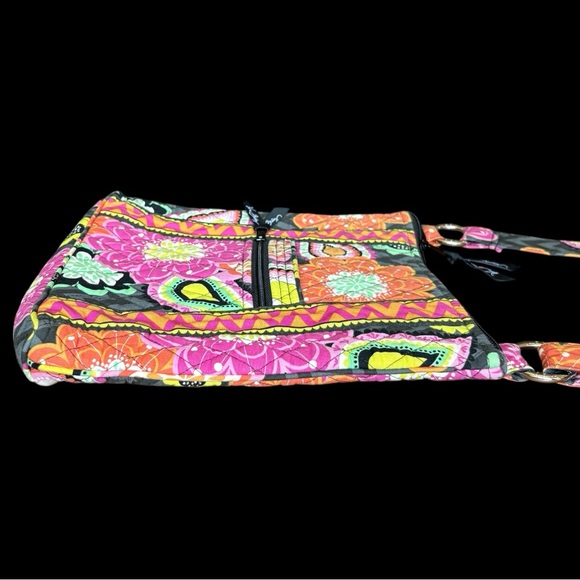 Vera Bradley Ziggy Zinnia Crossbody Purse Pink Orange Floral Chevron Retired - Picture 7 of 12